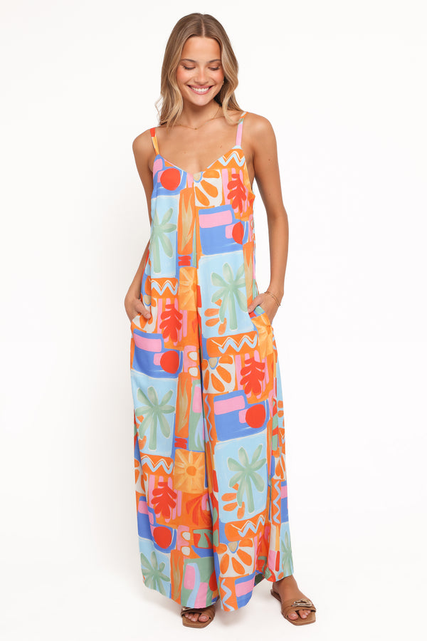 PLAYSUITS Kiki Wide Leg Jumpsuit - Orange Colorwave