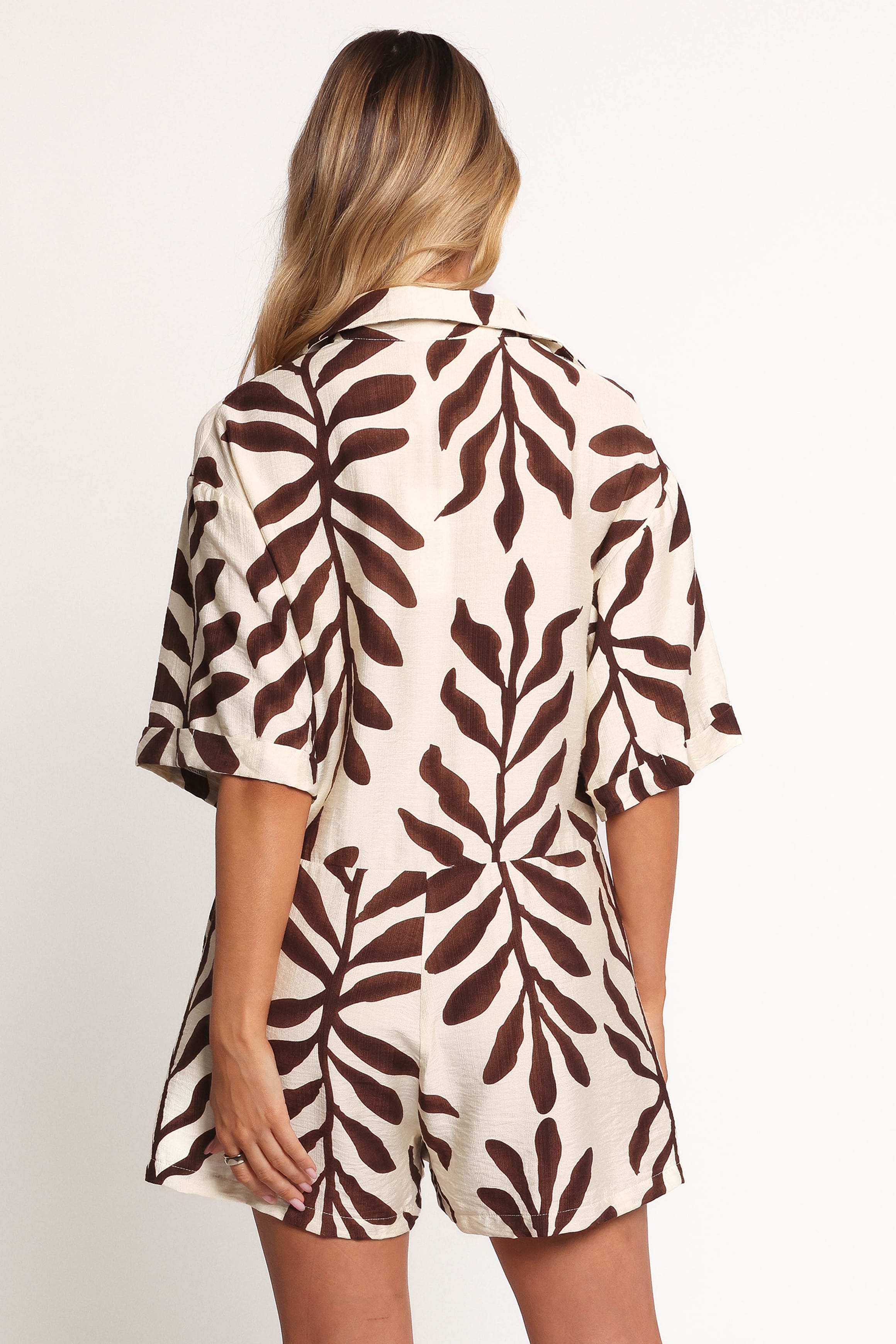 PLAYSUITS Kiya Drop Waist Playsuit - Brown Palm