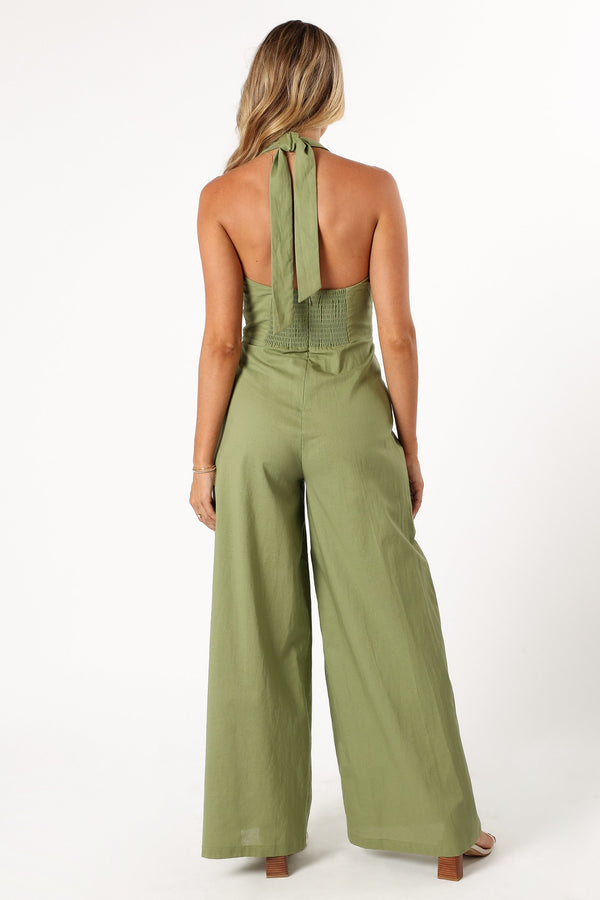 PLAYSUITS @Kourtney Halterneck Jumpsuit - Olive (Hold for Easter)