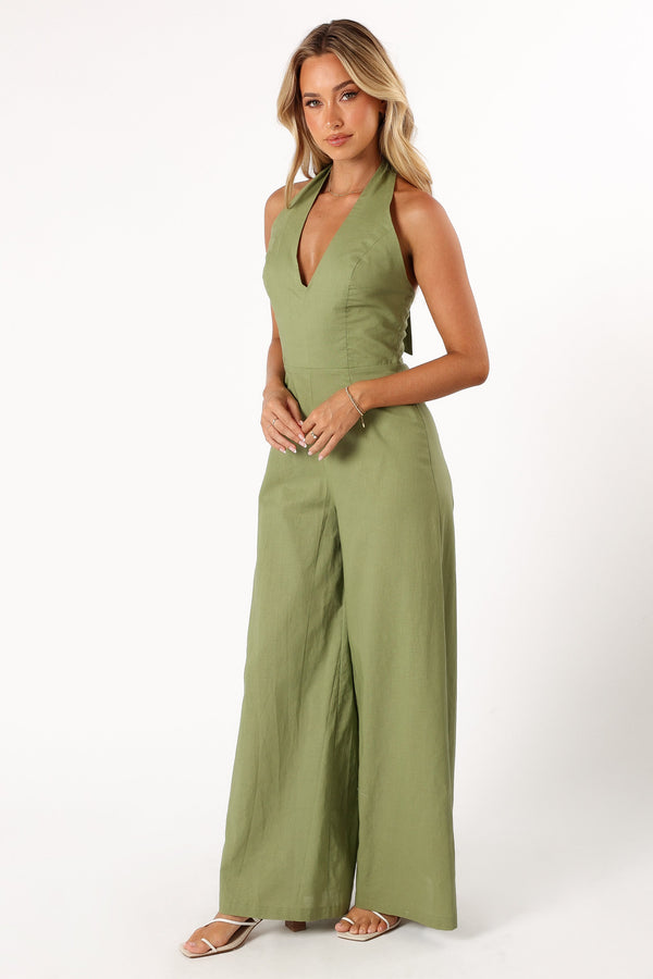 PLAYSUITS @Kourtney Halterneck Jumpsuit - Olive (Hold for Easter)