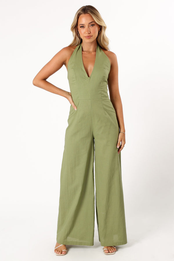 PLAYSUITS @Kourtney Halterneck Jumpsuit - Olive (Hold for Easter)