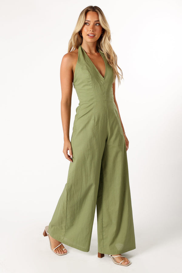 PLAYSUITS @Kourtney Halterneck Jumpsuit - Olive (Hold for Easter)