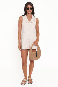 PLAYSUITS @Lavina Collared Playsuit - Cream