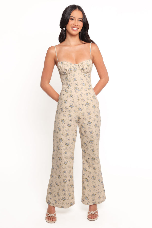 PLAYSUITS Lemie Corset Jumpsuit - Blue Floral