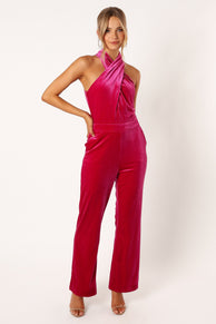PLAYSUITS @Liberty Velvet Jumpsuit - Magenta