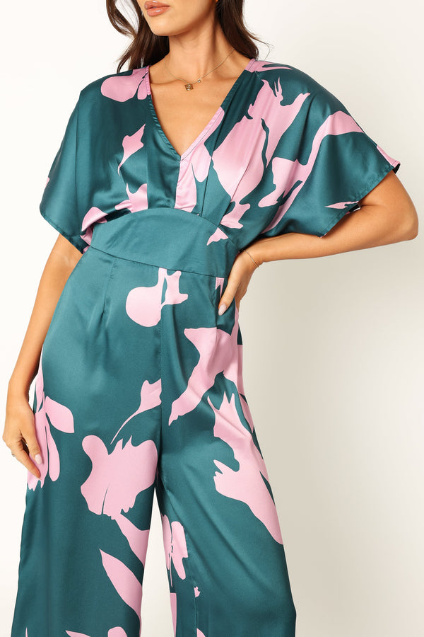 PLAYSUITS @Lilah Jumpsuit - Teal Floral