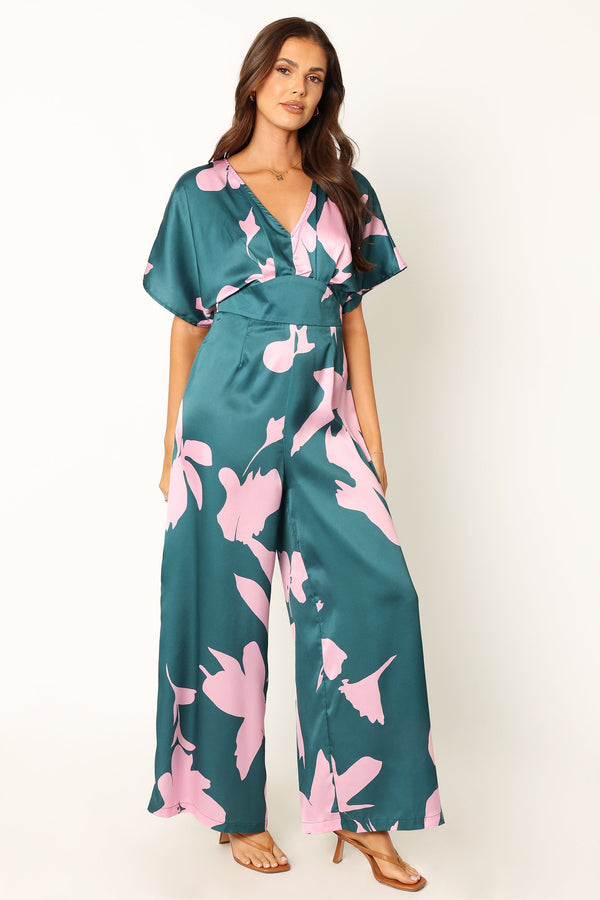 PLAYSUITS @Lilah Jumpsuit - Teal Floral