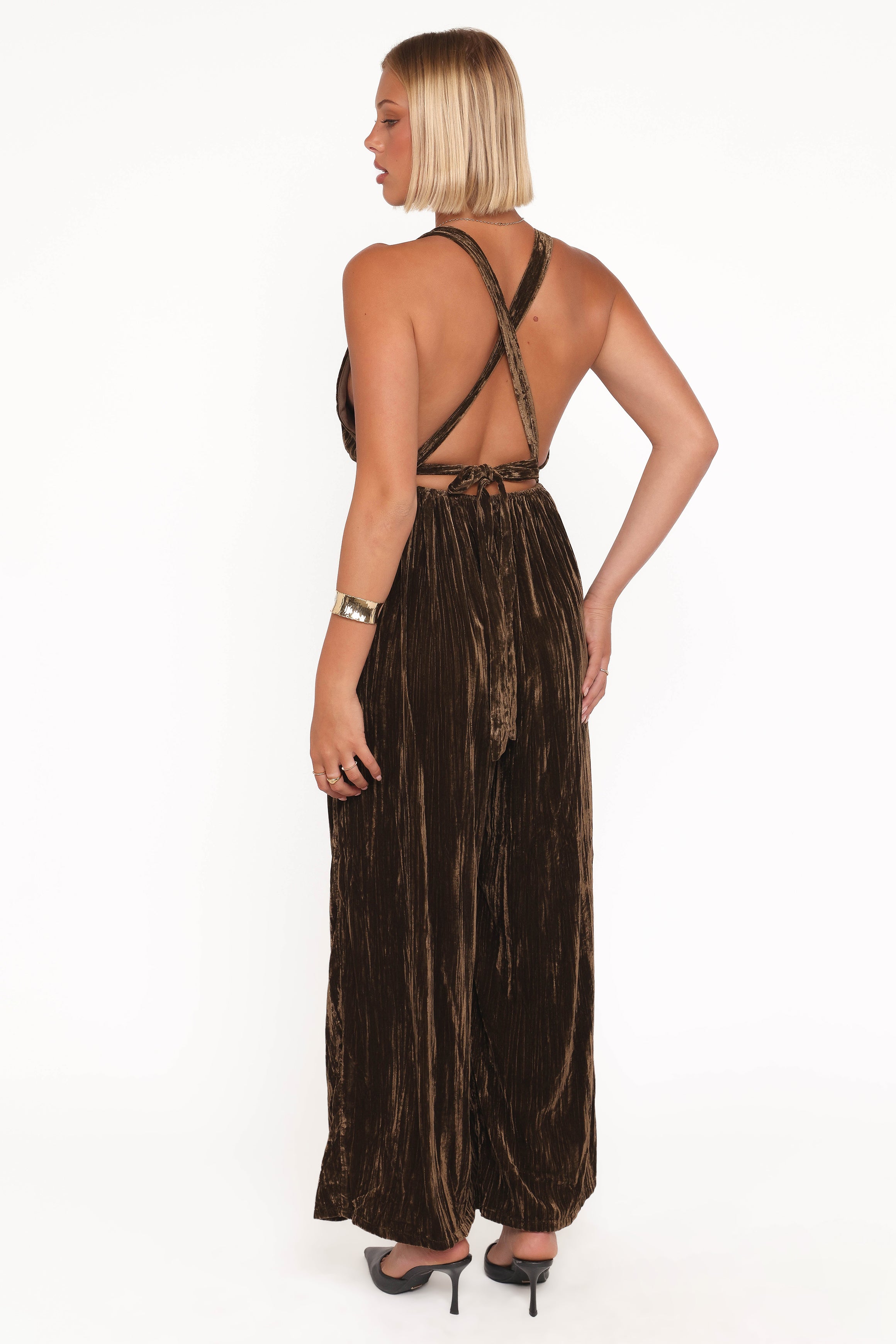 PLAYSUITS Melody Velvet Jumpsuit - Mocha Olive