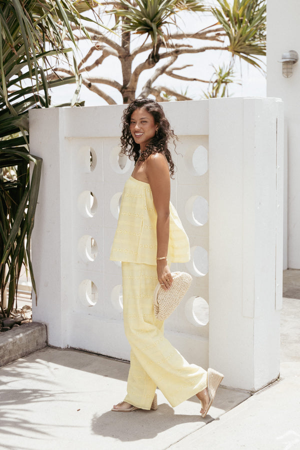 PLAYSUITS Michele Strapless Jumpsuit - Butter Yellow
