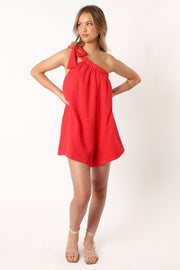 PLAYSUITS @Miffy One Shoulder Playsuit - Red