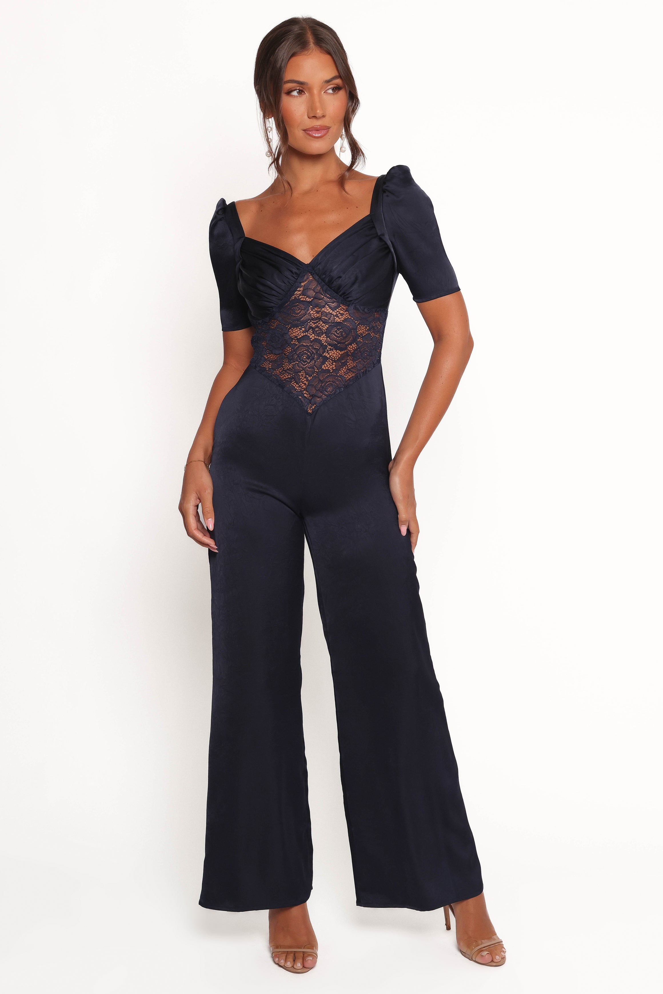 PLAYSUITS Milana Lace Inset Jumpsuit - Navy