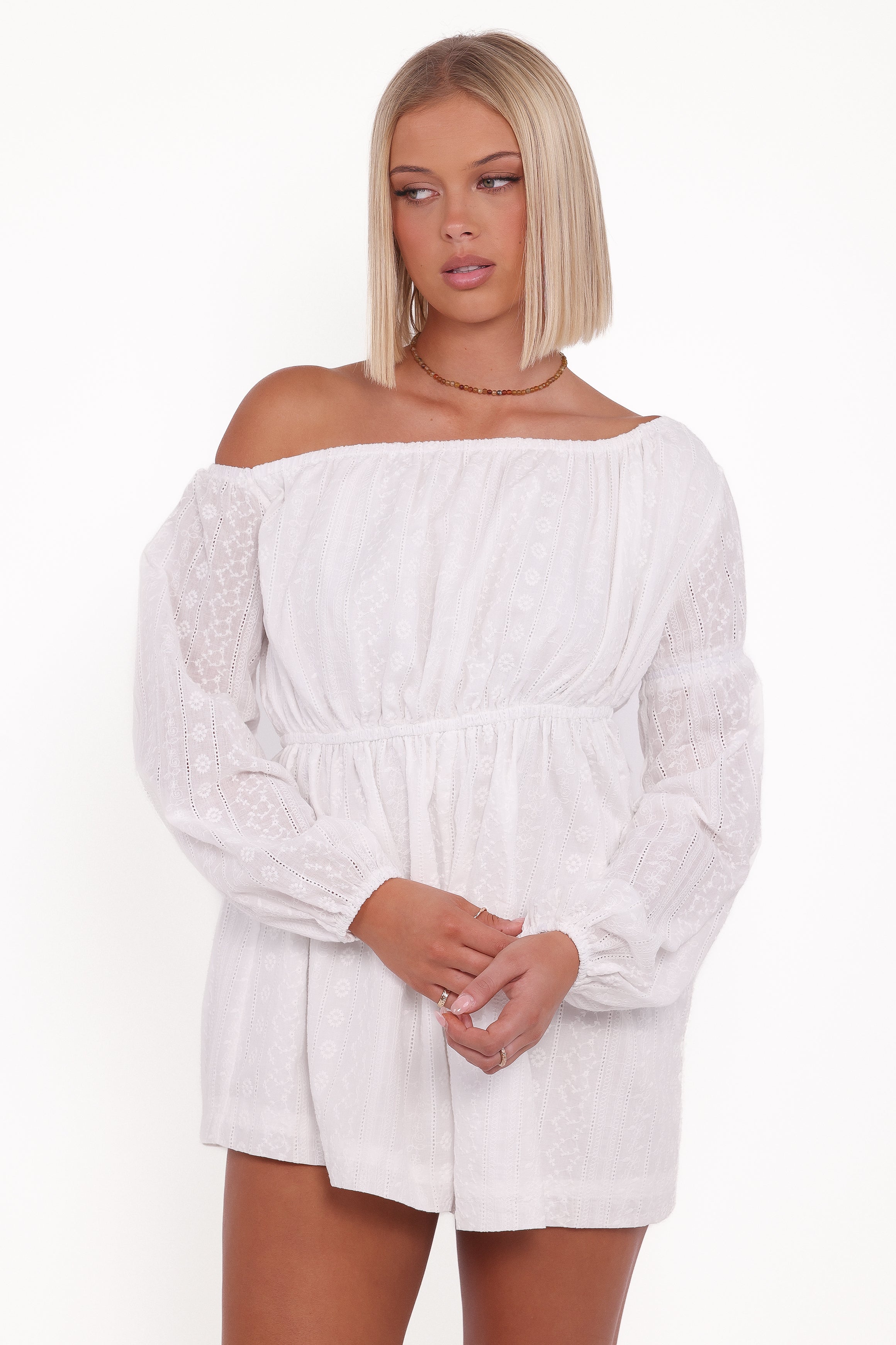 PLAYSUITS Milani Off Shoulder Playsuit - White