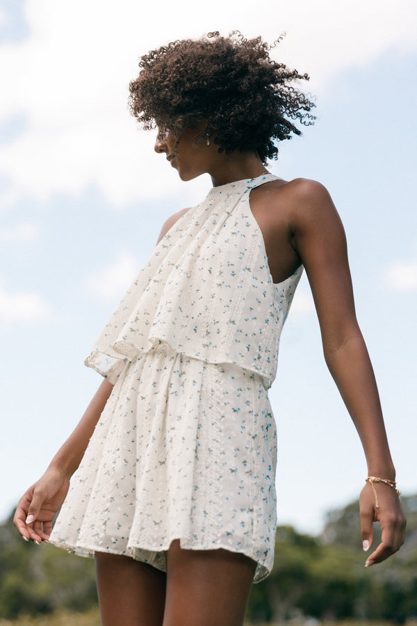 PLAYSUITS Mindy Halterneck Playsuit - Blue Floral