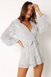 PLAYSUITS @Monica Sequin Playsuit - Silver