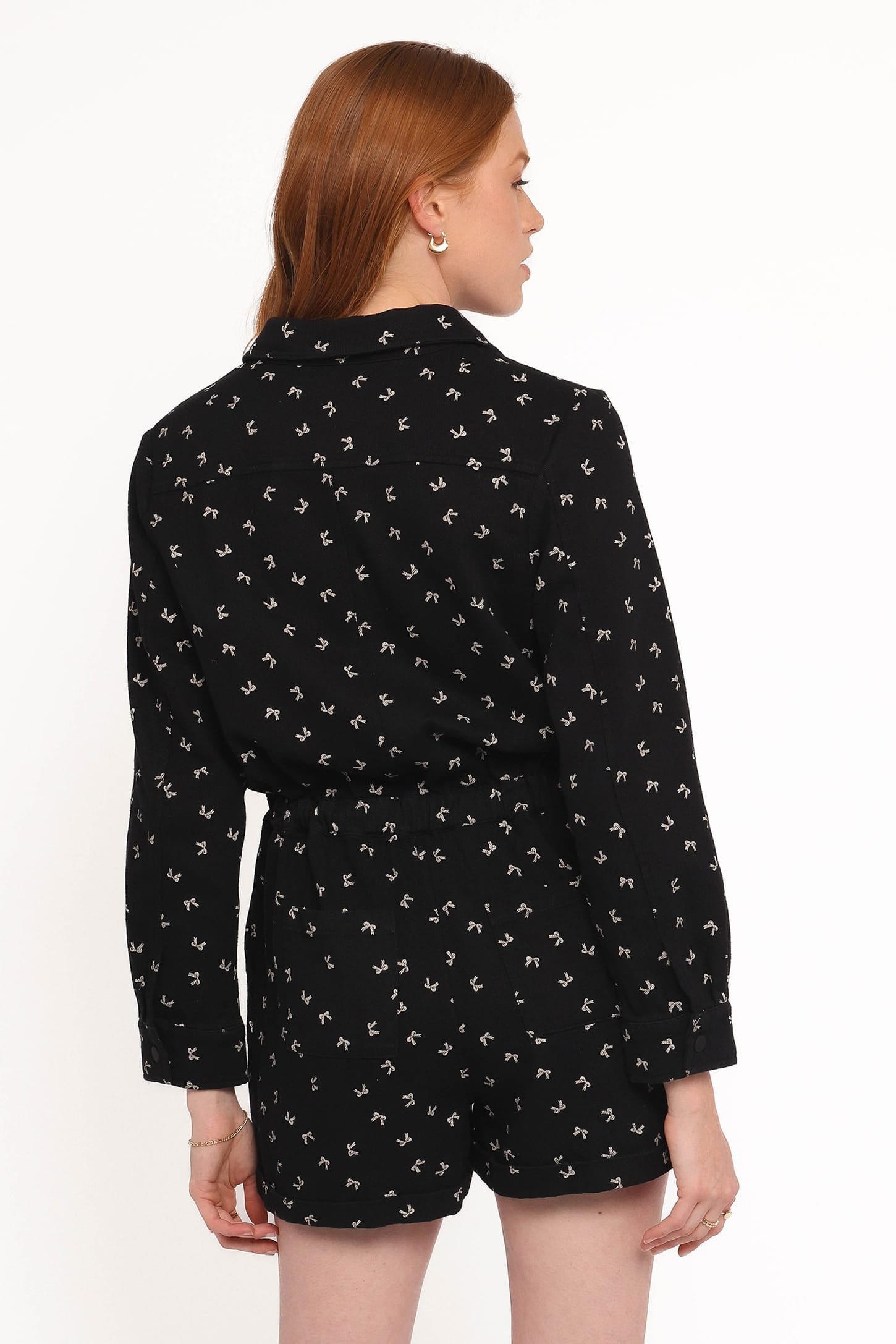 PLAYSUITS Niqui Long Sleeve Romper - Black Cream