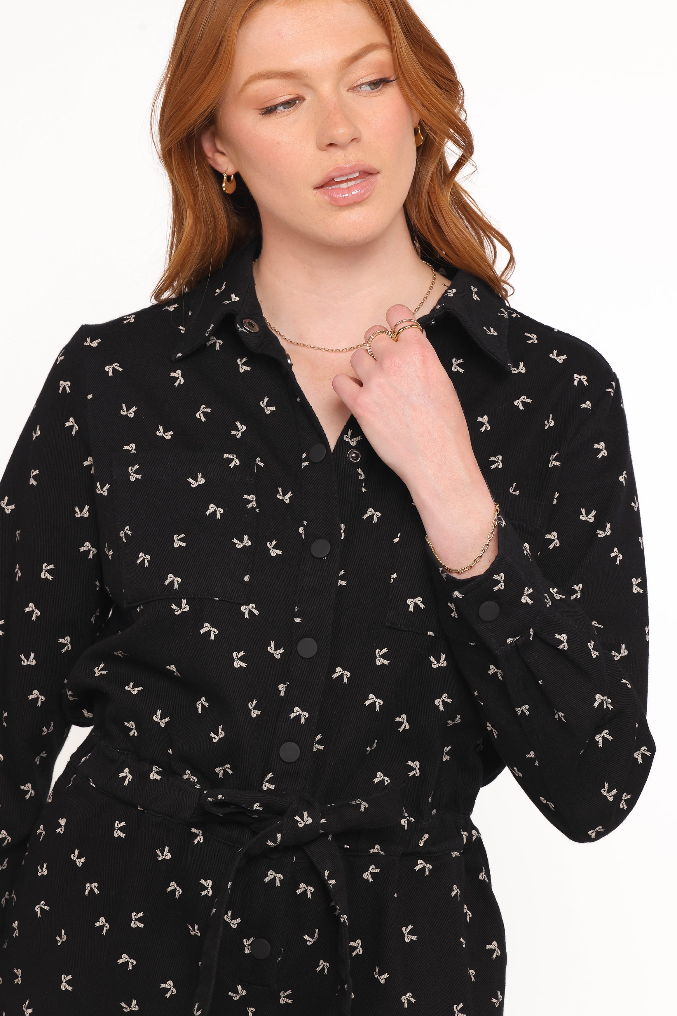 PLAYSUITS Niqui Long Sleeve Romper - Black Cream