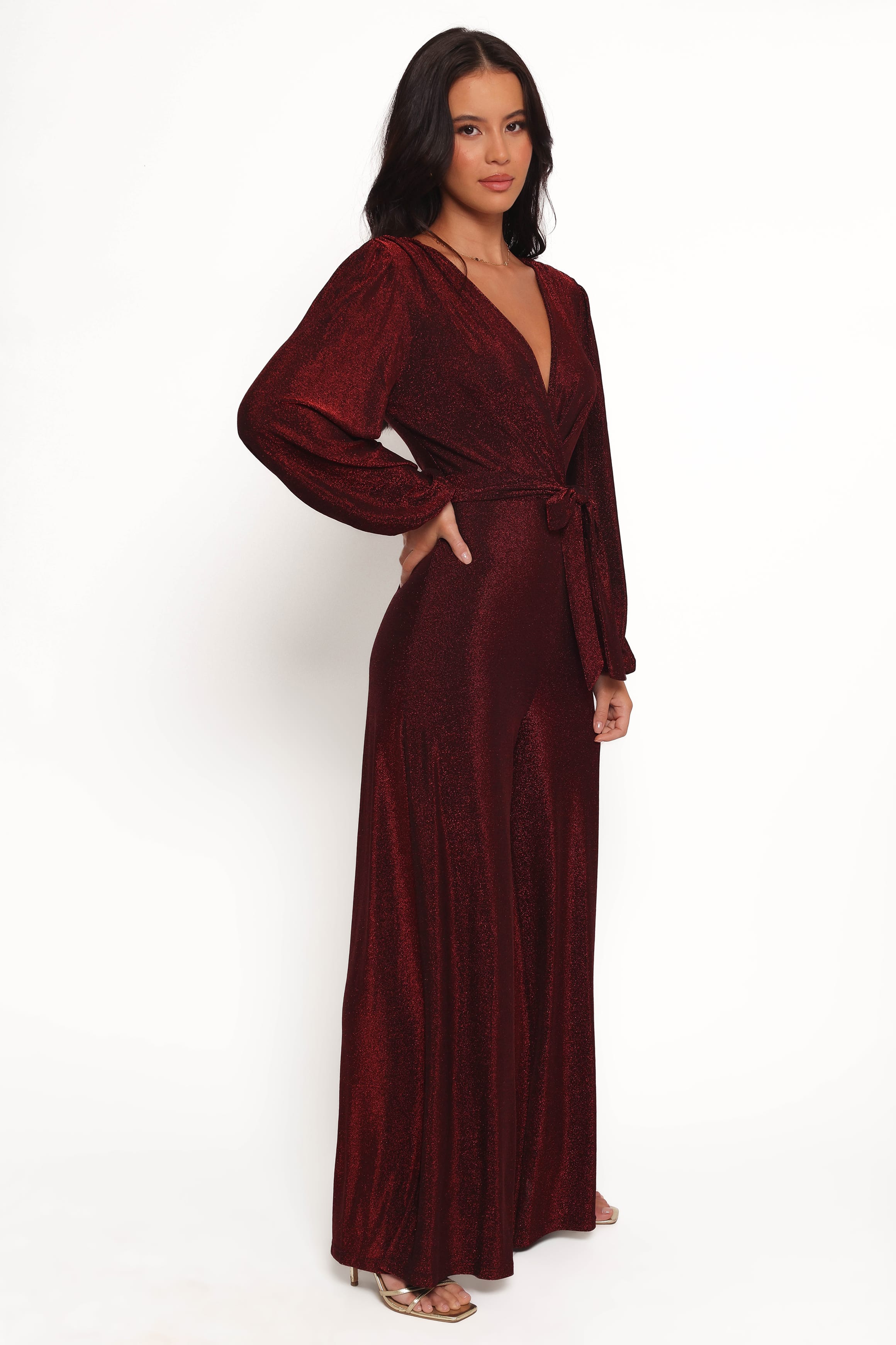 PLAYSUITS Nora Long Sleeve Jumpsuit - Red