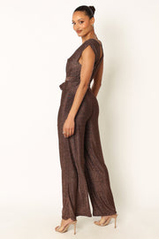 PLAYSUITS @Nora Wide Leg Jumpsuit - Chocolate