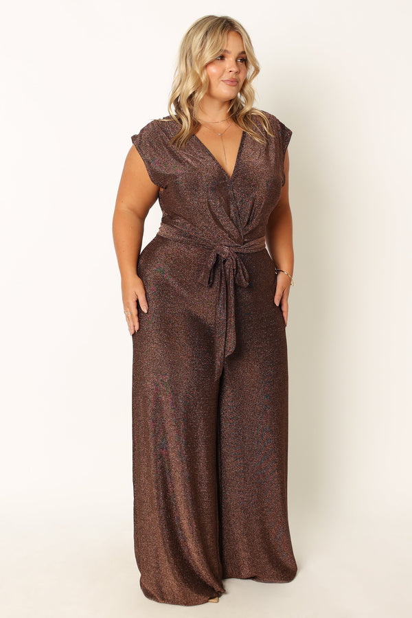 PLAYSUITS @Nora Wide Leg Jumpsuit - Chocolate