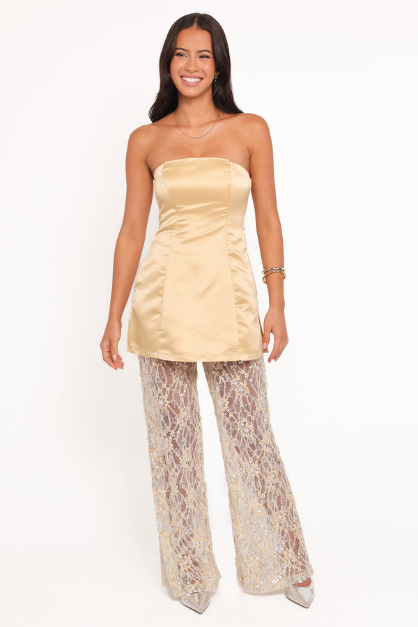 PLAYSUITS Oxley Strapless Jumpsuit - Mango Sequin