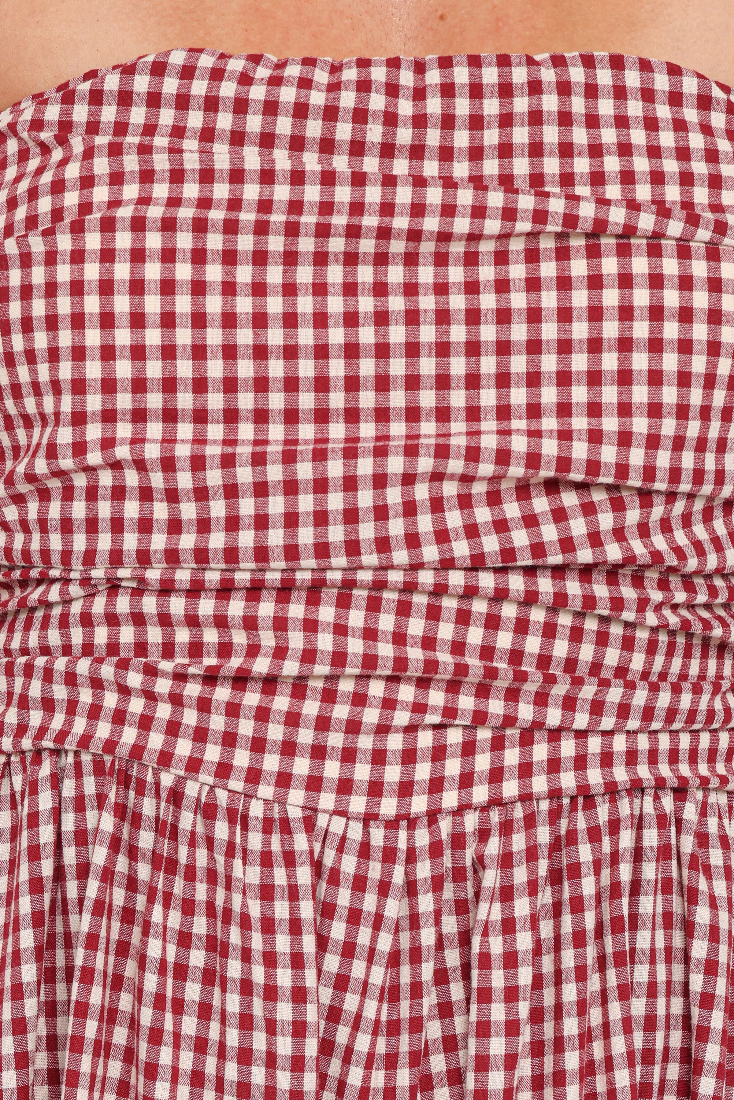 PLAYSUITS @Paige Strapless Jumpsuit - Red Gingham