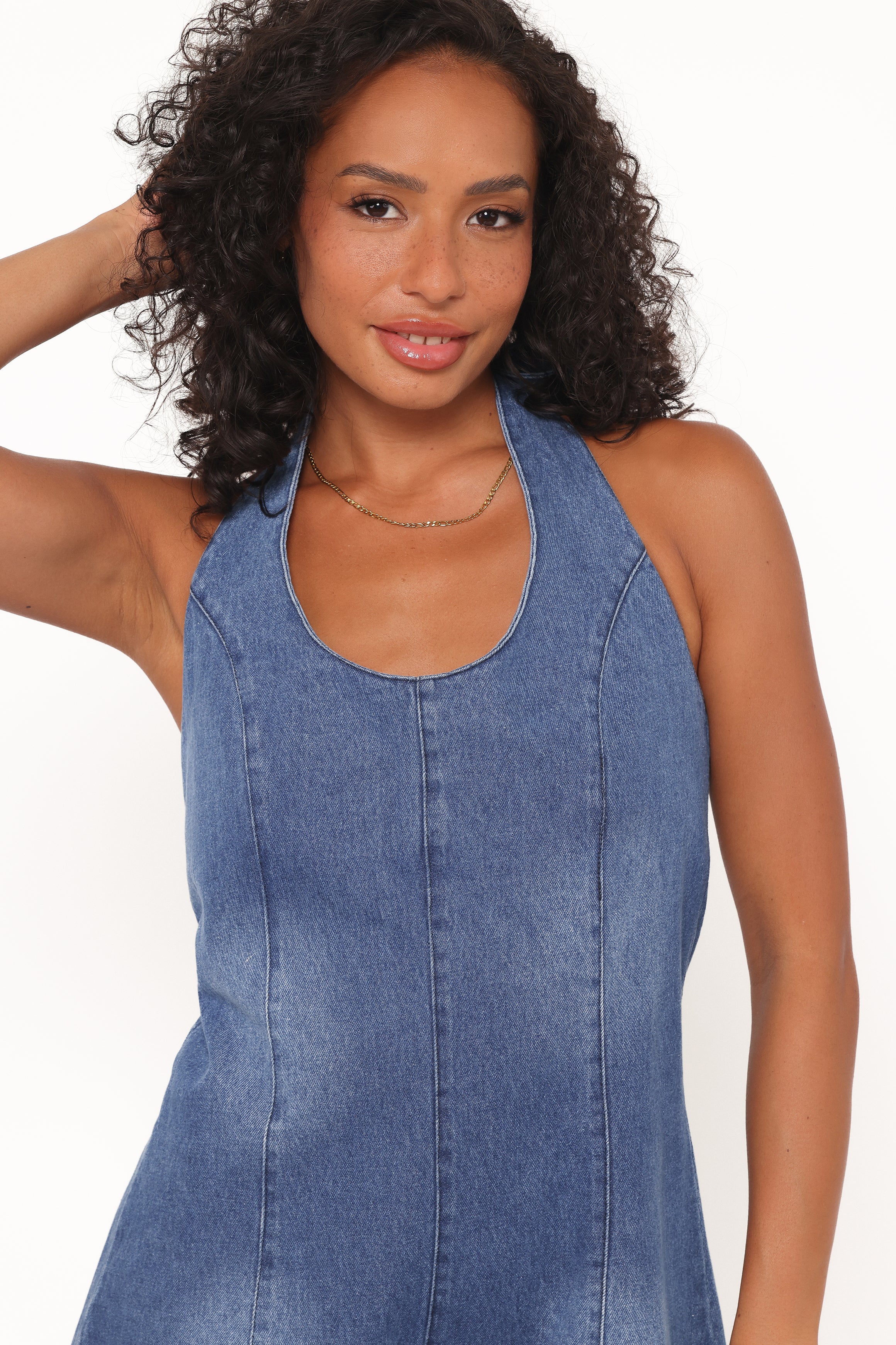 PLAYSUITS Paityn Denim Playsuit - Dark Wash