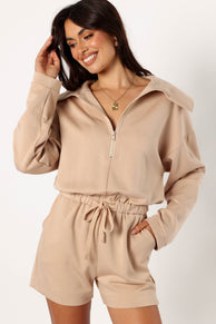 PLAYSUITS @Peri Sweater Romper - Tan
