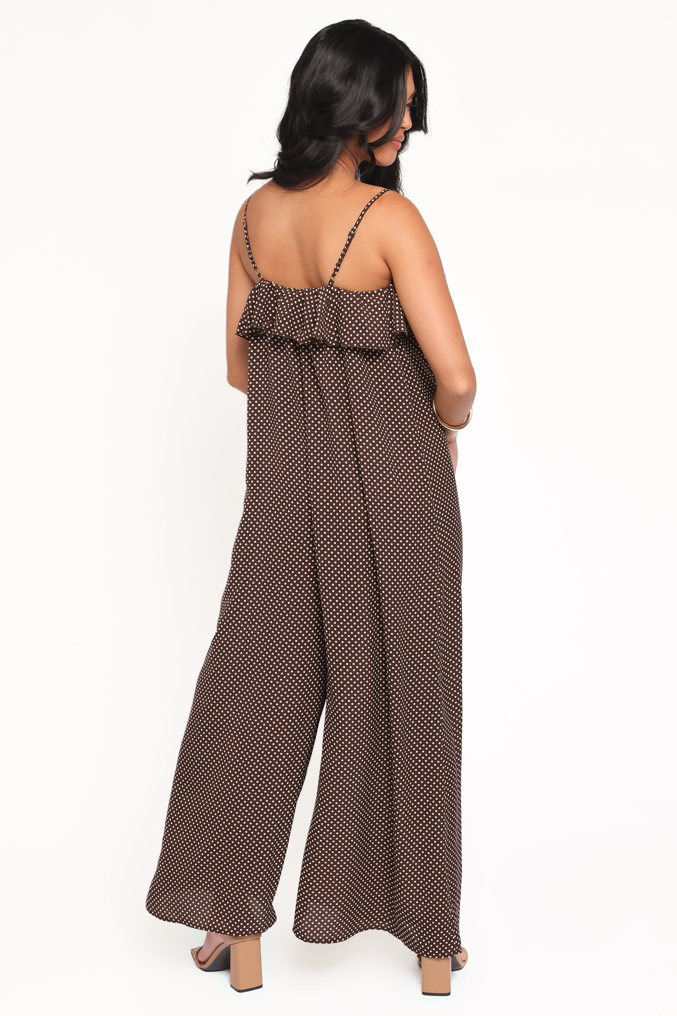 PLAYSUITS Peyton Jumpsuit - Brown Polka Dot