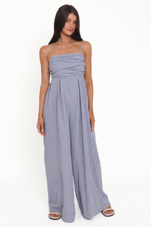 PLAYSUITS Pricilla Jumpsuit - Blue Gingham