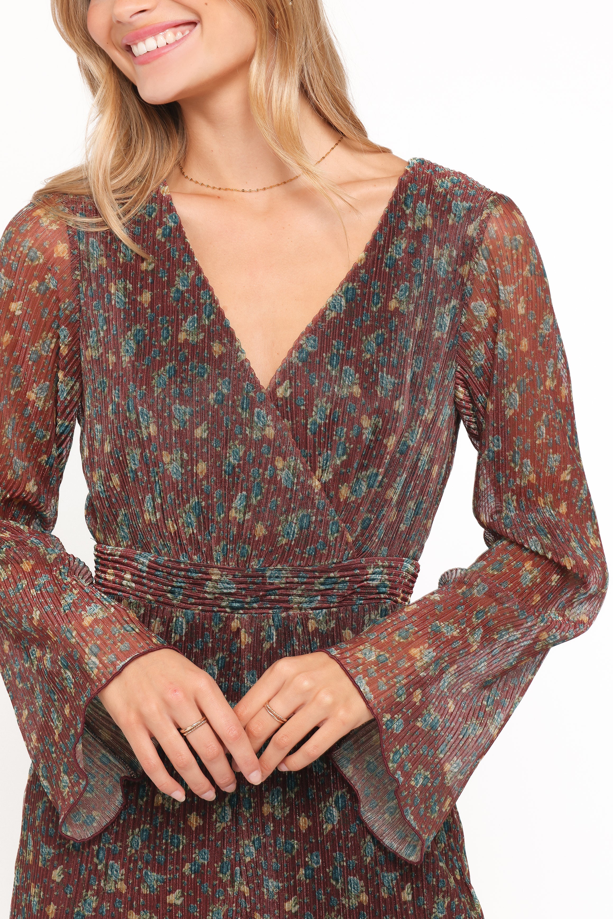 PLAYSUITS Rhiannon Long Sleeve Romper - Brown Floral