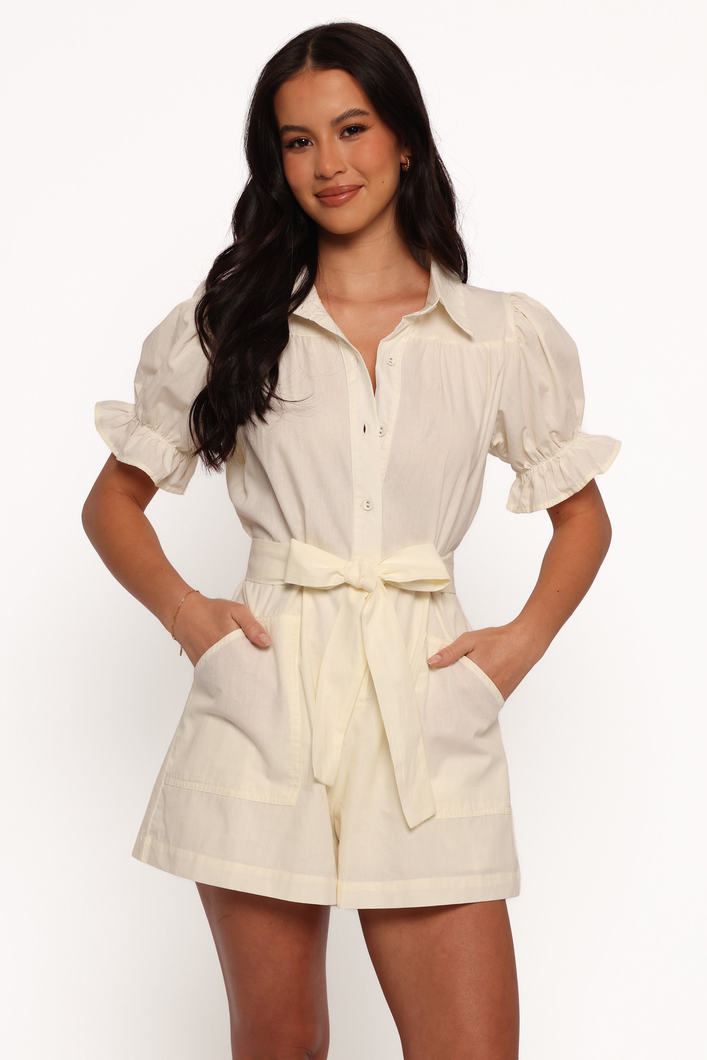 PLAYSUITS Riley Waist Tie Playsuit - Cream