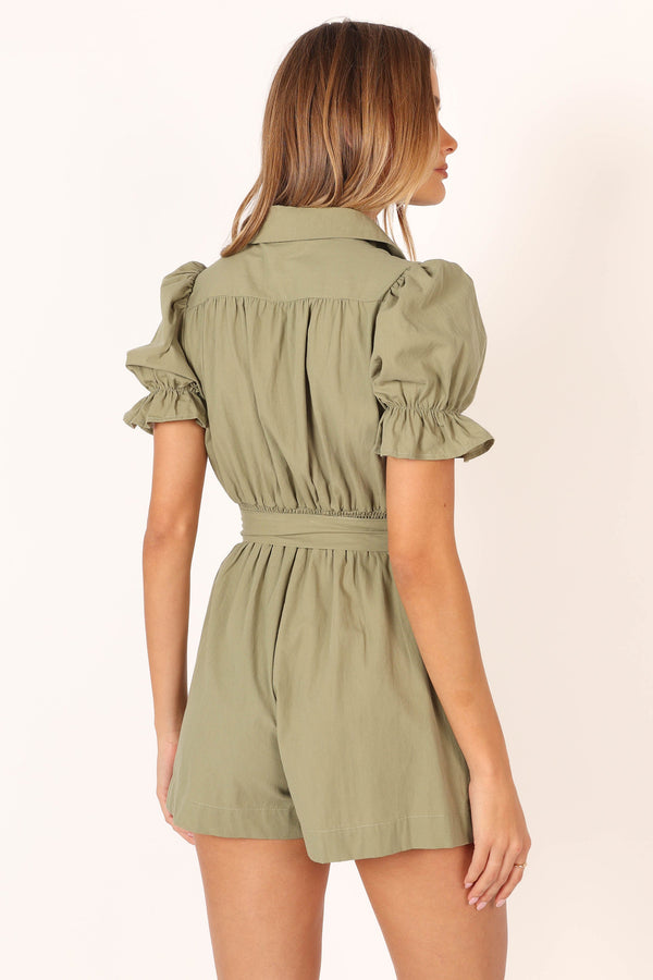 PLAYSUITS @Riley Waist Tie Playsuit - Olive