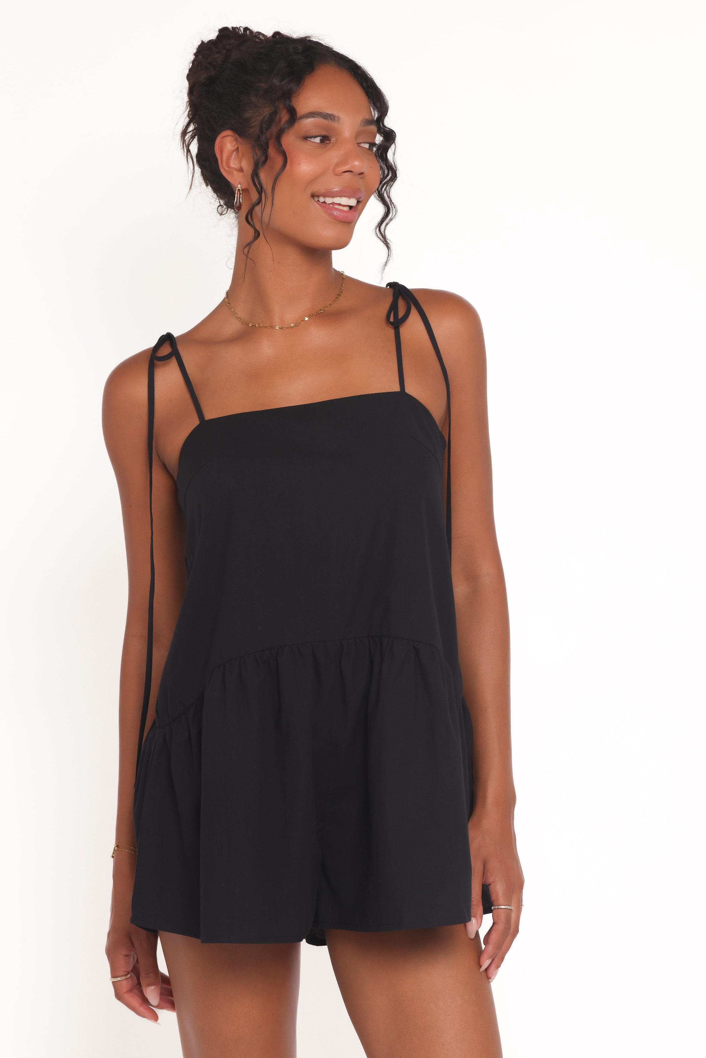PLAYSUITS Rubie Tie Shoulder Playsuit - Black