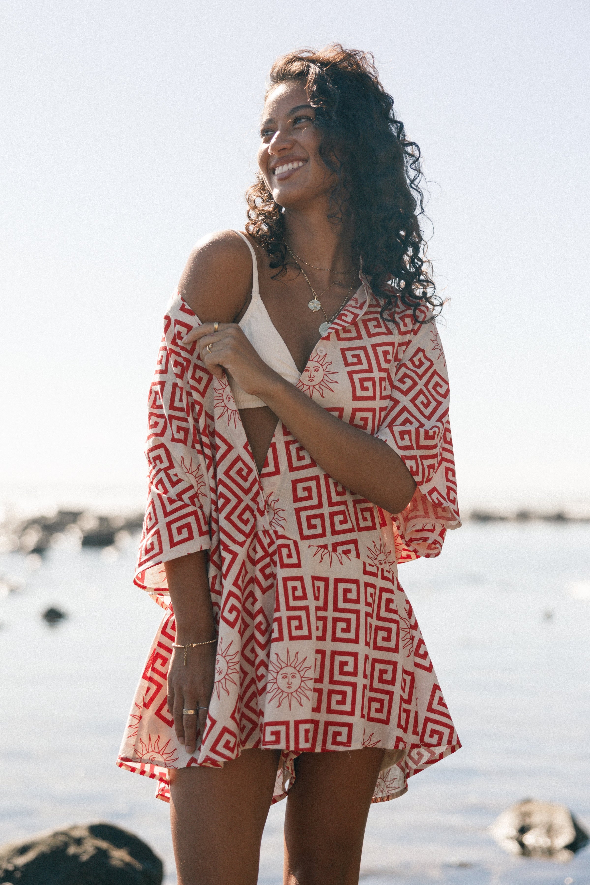 PLAYSUITS Sebastian Playsuit - Beige Red