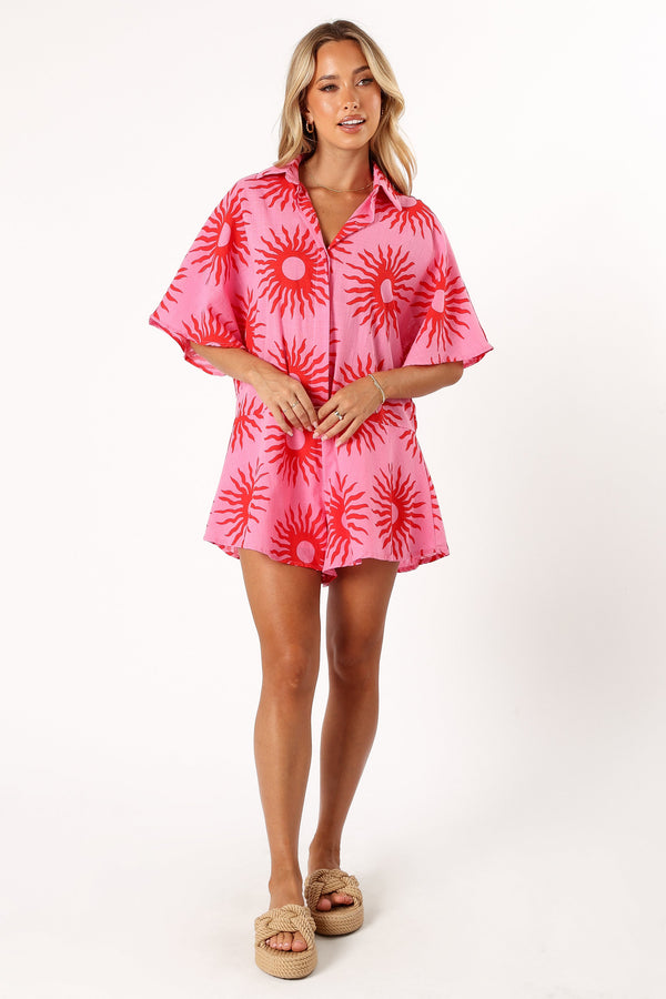 PLAYSUITS @Sebastian Playsuit - Pink Red Sun Print