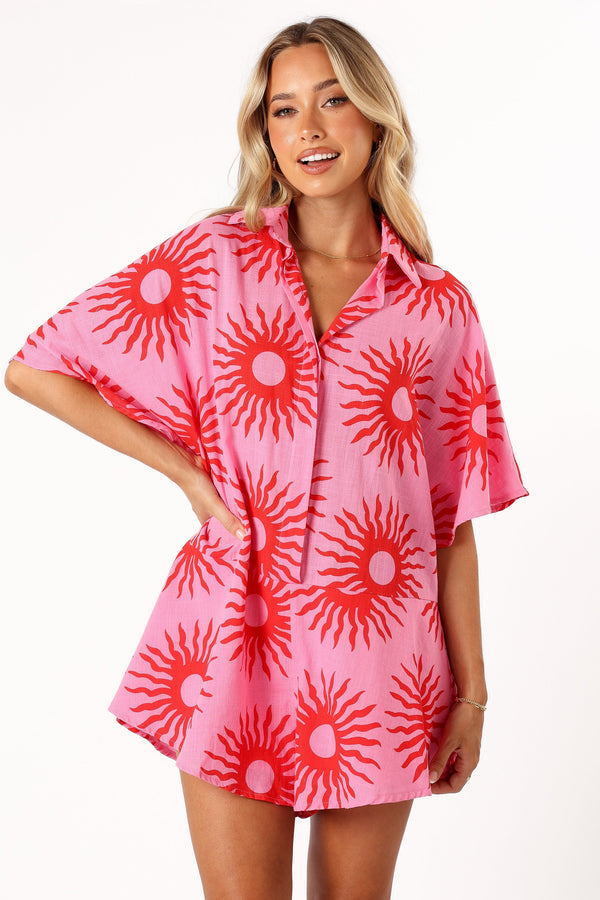 PLAYSUITS @Sebastian Playsuit - Pink Red Sun Print