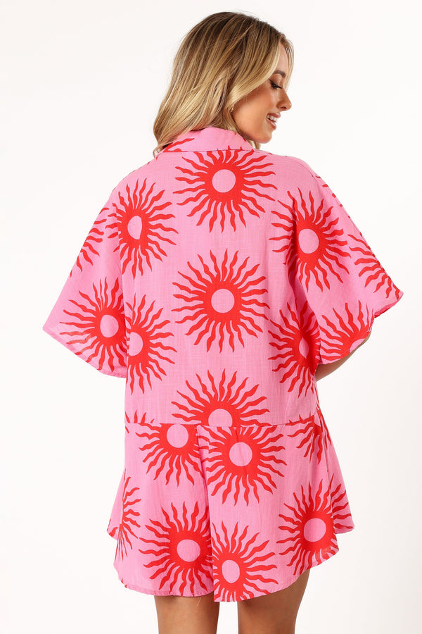 PLAYSUITS @Sebastian Playsuit - Pink Red Sun Print