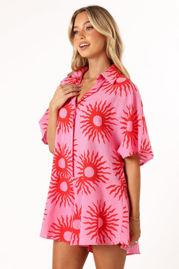 PLAYSUITS @Sebastian Playsuit - Pink Red Sun Print