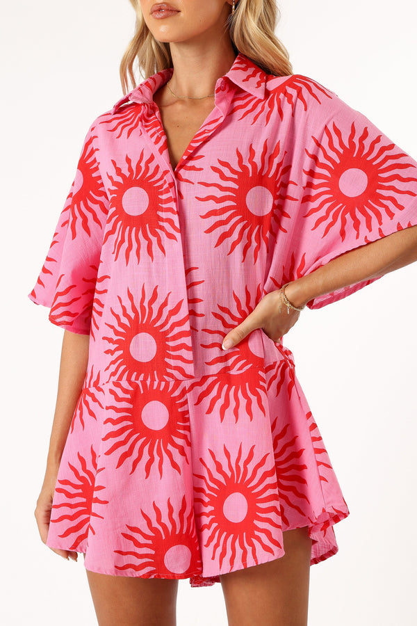 PLAYSUITS @Sebastian Playsuit - Pink Red Sun Print