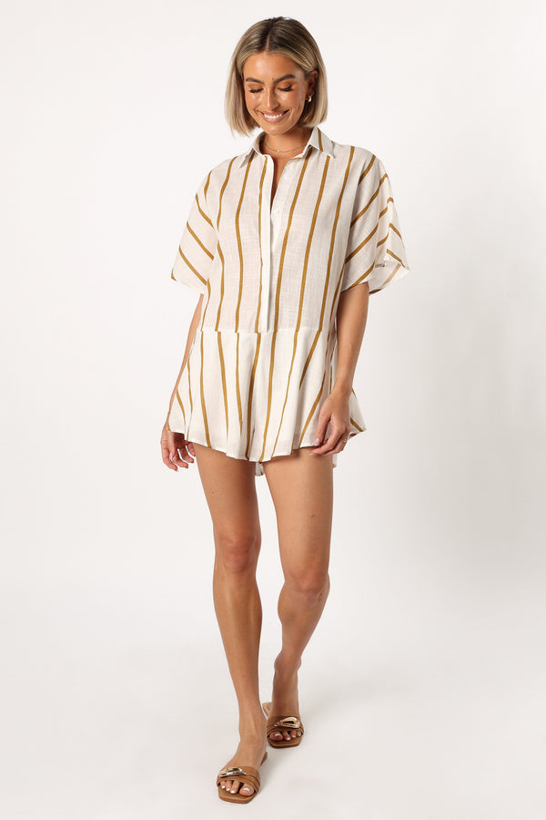 PLAYSUITS @Sebastian Playsuit - White Tan Stripe