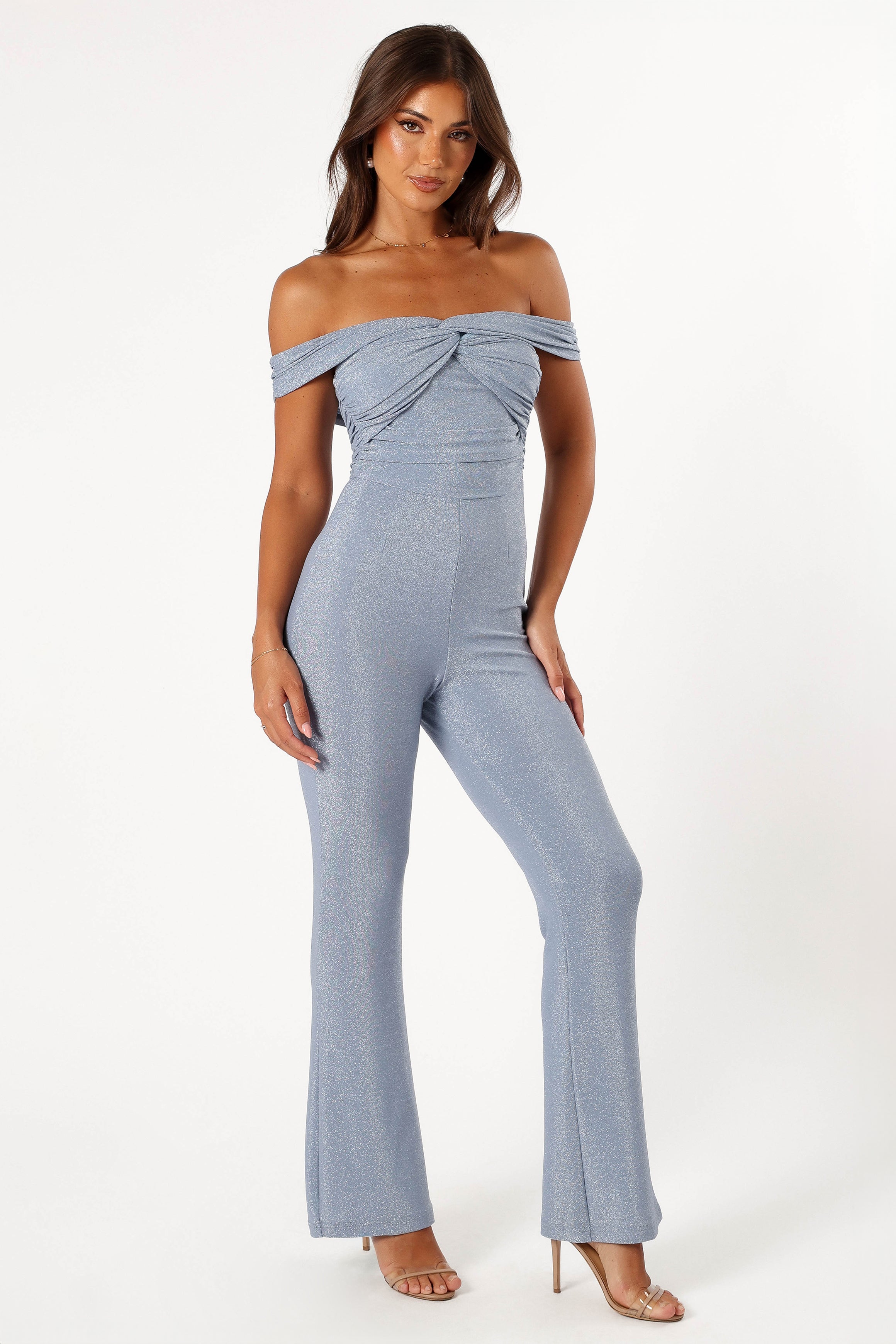 PLAYSUITS @Sharnie Off Shoulder Jumpsuit - Blue