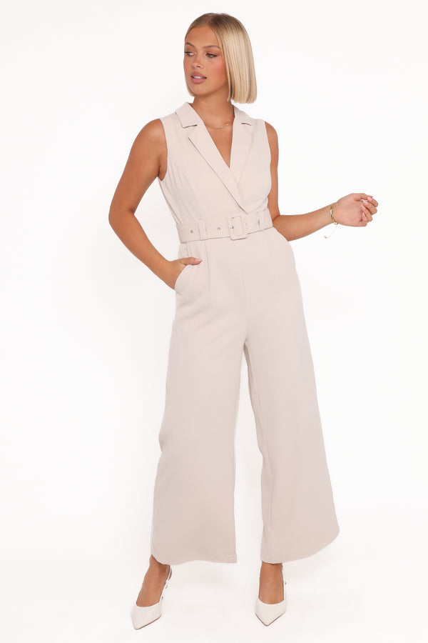 PLAYSUITS Sienna Belted Jumpsuit - Beige