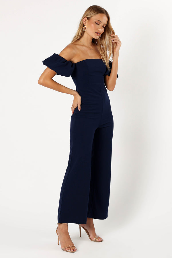 PLAYSUITS @Tamra Off Shoulder Jumpsuit - Navy