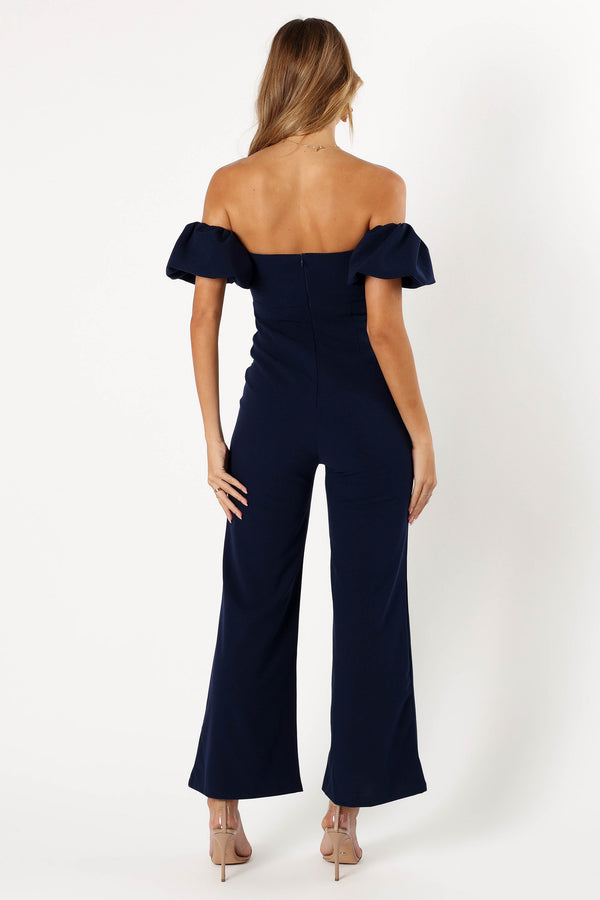 PLAYSUITS @Tamra Off Shoulder Jumpsuit - Navy