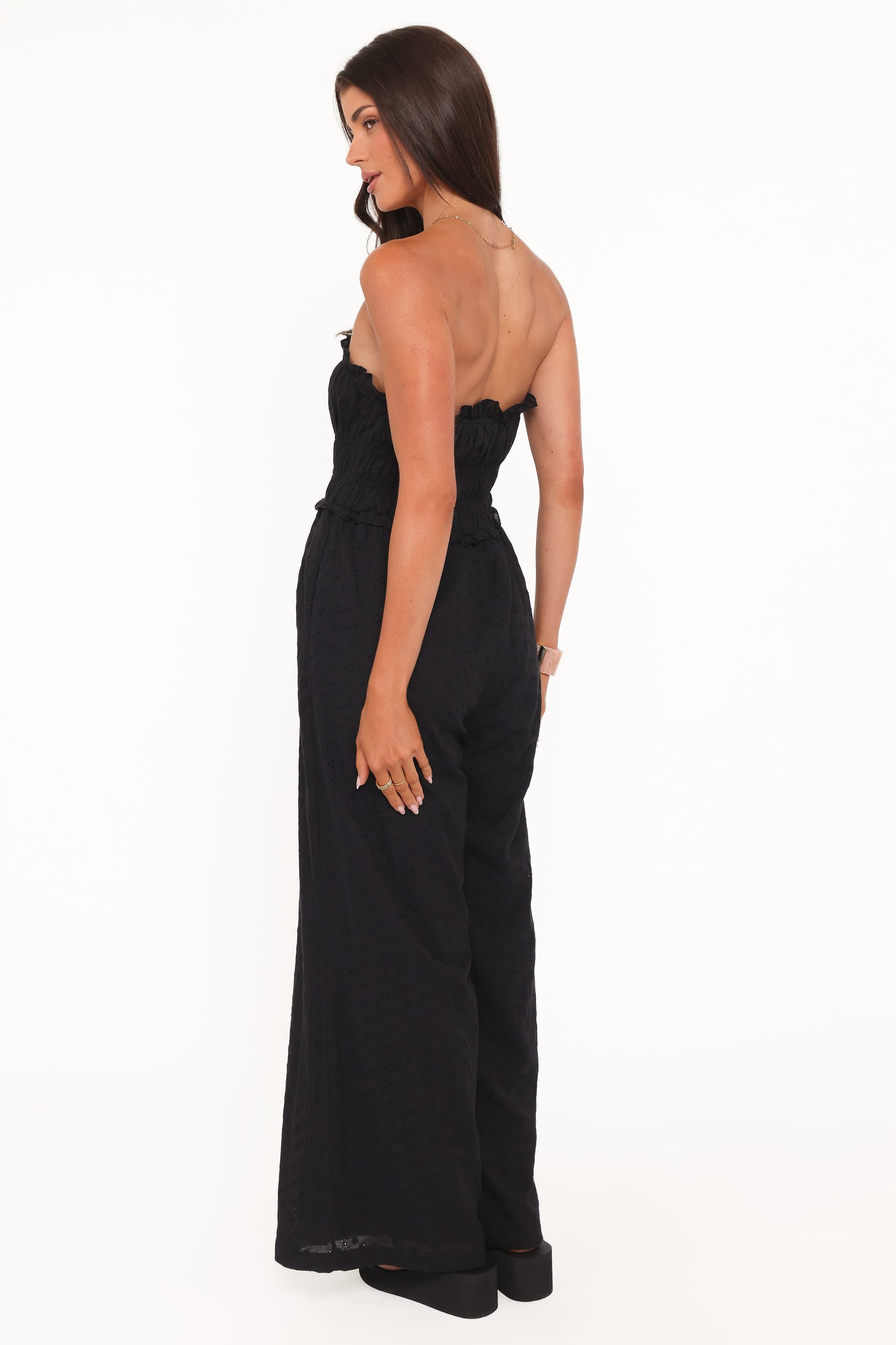 PLAYSUITS Yulissa Strapless Jumpsuit - Black Broderie