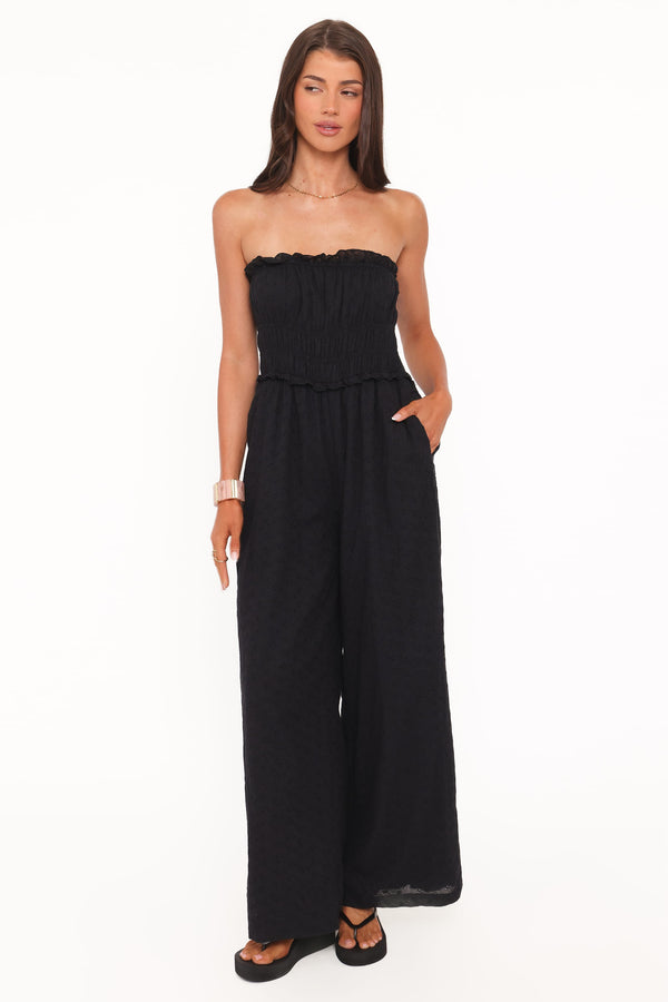 PLAYSUITS Yulissa Strapless Jumpsuit - Black Broderie