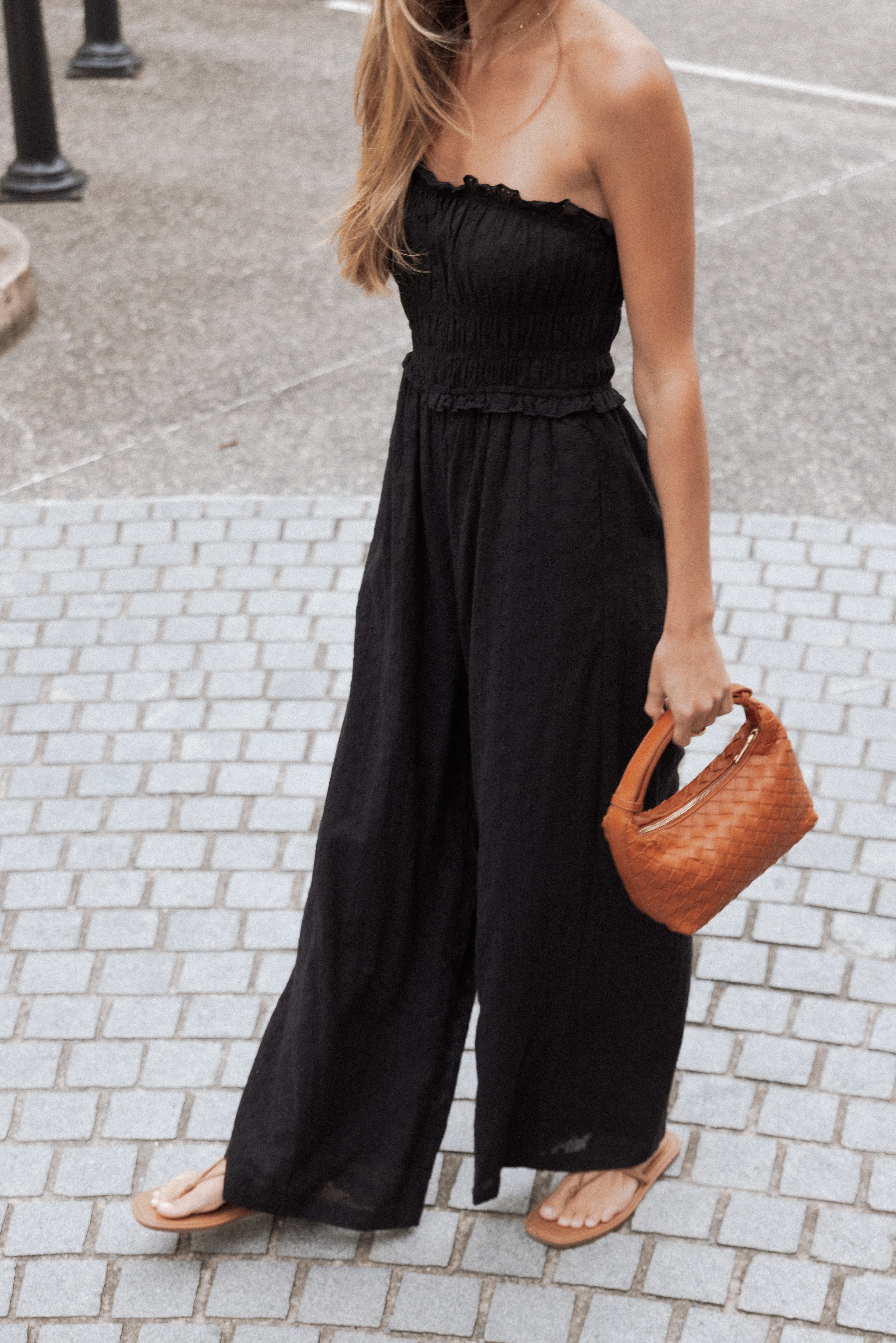 PLAYSUITS Yulissa Strapless Jumpsuit - Black Broderie