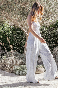 PLAYSUITS Yulissa Strapless Jumpsuit - Blue Floral