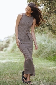 SETS Adeline Two Piece Set - Brown/Cream Stripe