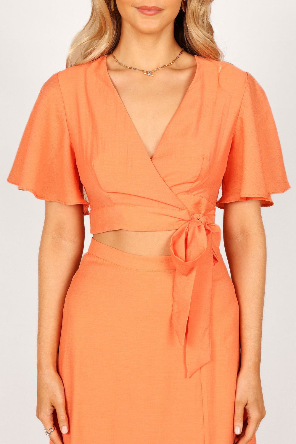 SETS Alaia Wrap Skirt Two Piece Set - Orange Sorbet